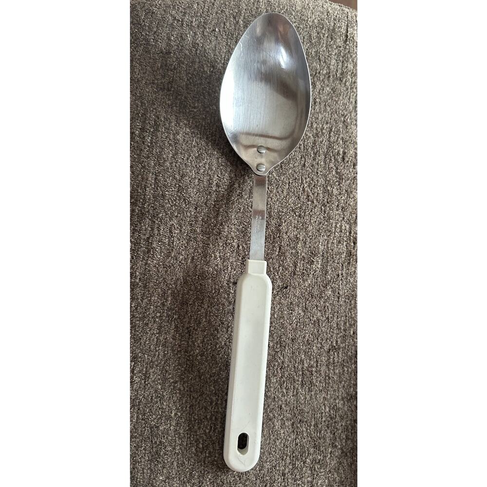 Robinson Co. Serving Cooking Spoon White Plastic Handle